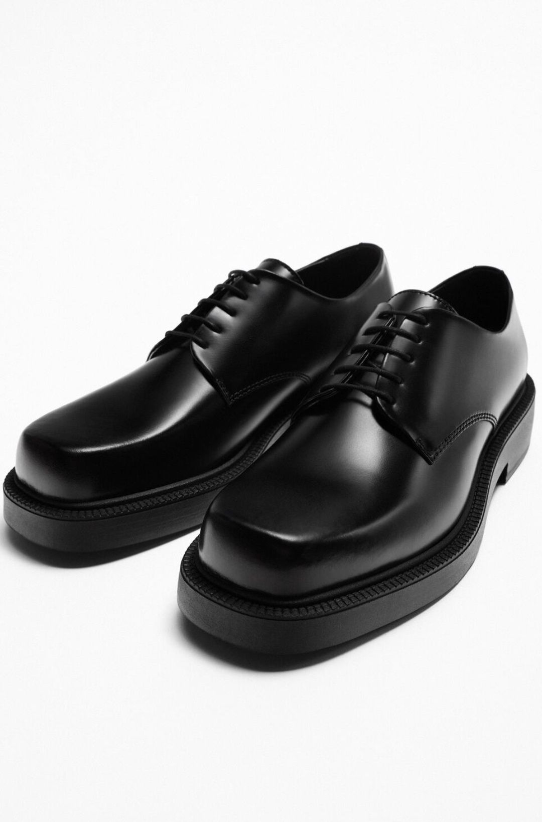 Pantofi Zara piele naturală negru 45