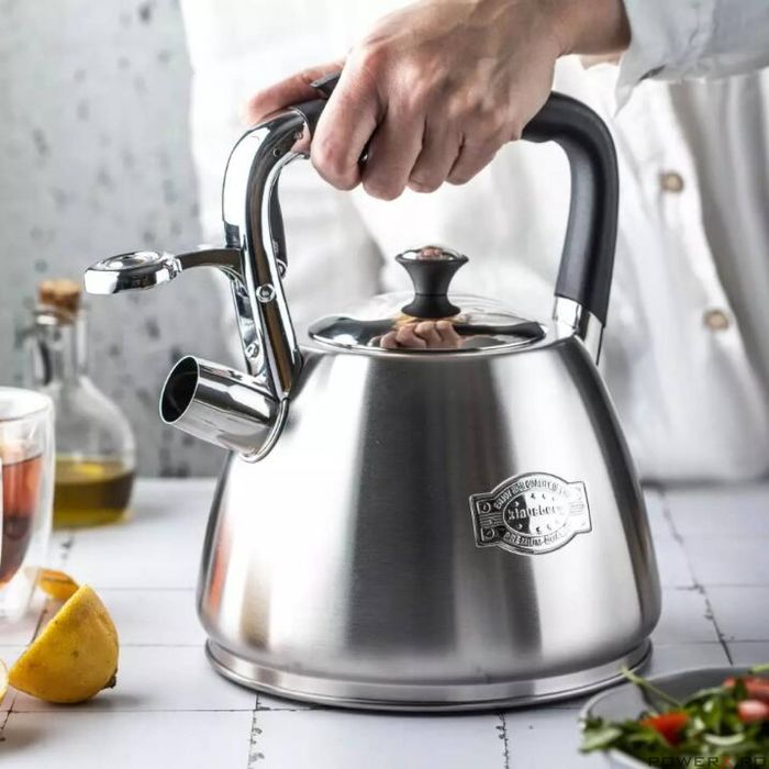 Fierbator argintiu cu fluier, aluminiu, 3L, ceainic, Klausberg