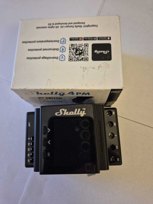 Releu cu 4 canale Shelly Pro 4PM WiFi și LAN - 40A
