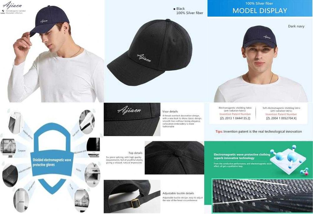 EMF EMP 5G 100% Сребърни Нишки Електромагнитна Защита Екранирана Шапка