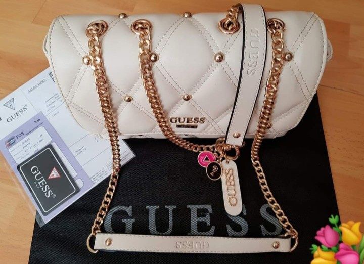 Geanta Guess new collection import Italia, accesorii metalice, saculet