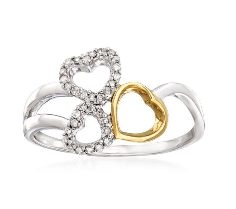 Ross Simons кольцо бриллиант,  серебро,  золото