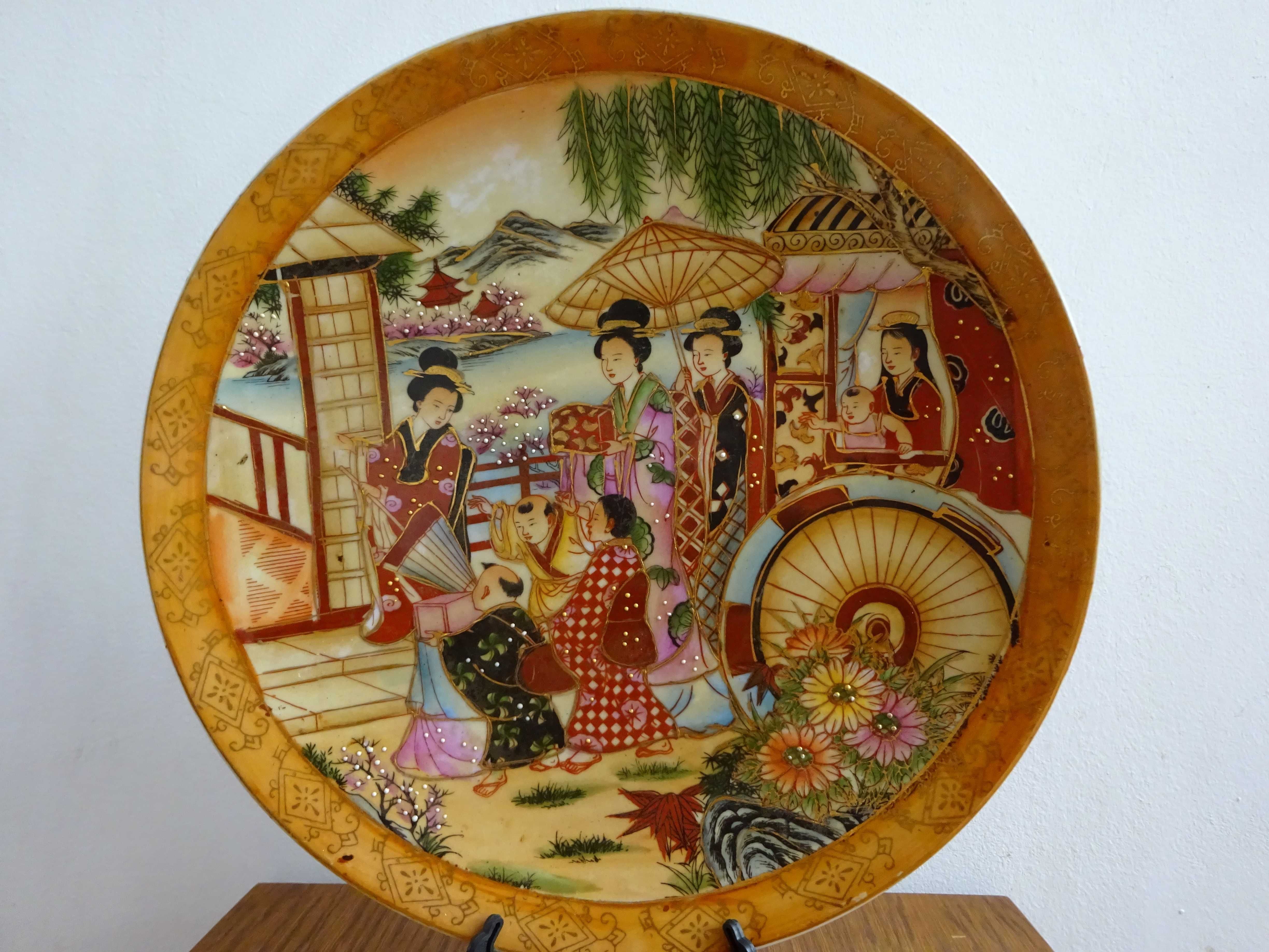Platou Satsuma japonez |portelan pictat| vechi si deosebit