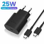 Incarcator Super Fast Charger 25w + Cablu Alb Negru Compatibil Samsung