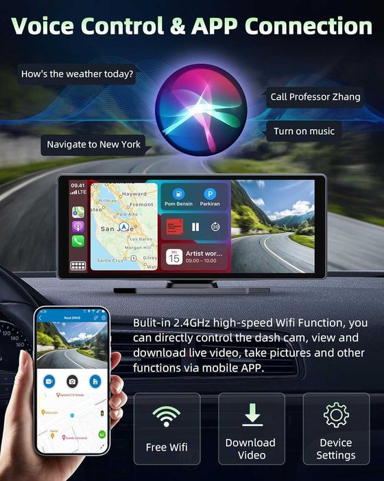 Мултимедия- дисплей 10,3 инча Carplay Android Auto Display с 4K Dashca