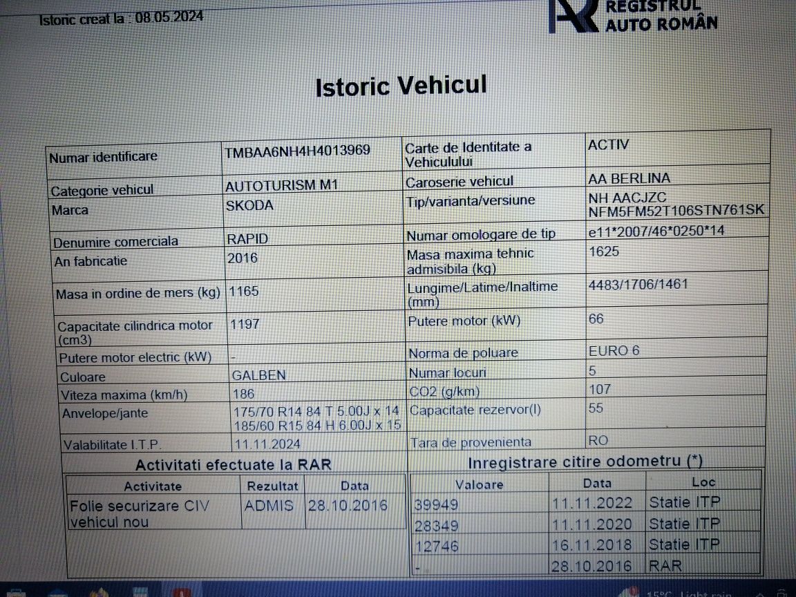 Vând Skoda Rapid Smart 1,2 Tsi, 49169 km reali, euro 6