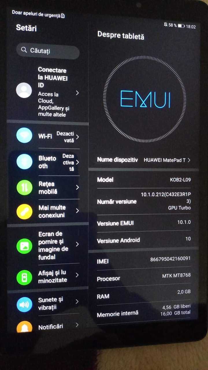 Tableta Huawei MatePad T (model KOB2_L09.