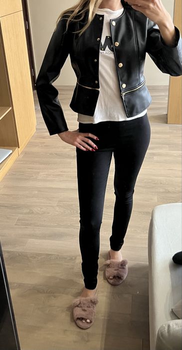 Черно кожено яке Zara