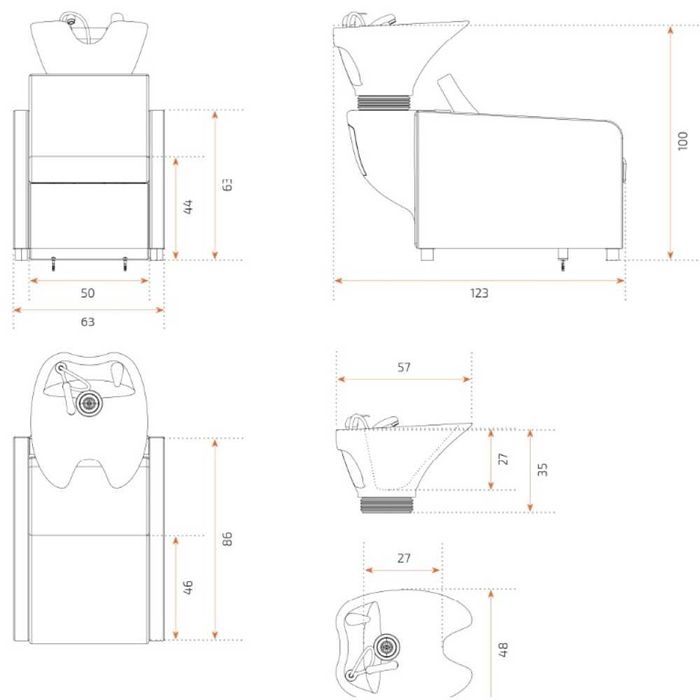 Измивна фризьорска колона Noe - черна керамика
