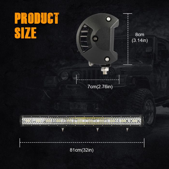 Transport GRATUIT LED BAR 660W 81cm „Alpha Series” Combo auto offroad