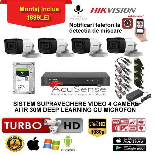 Sistem supraveghere video 4 camere Hikvision montaj firma autorizata