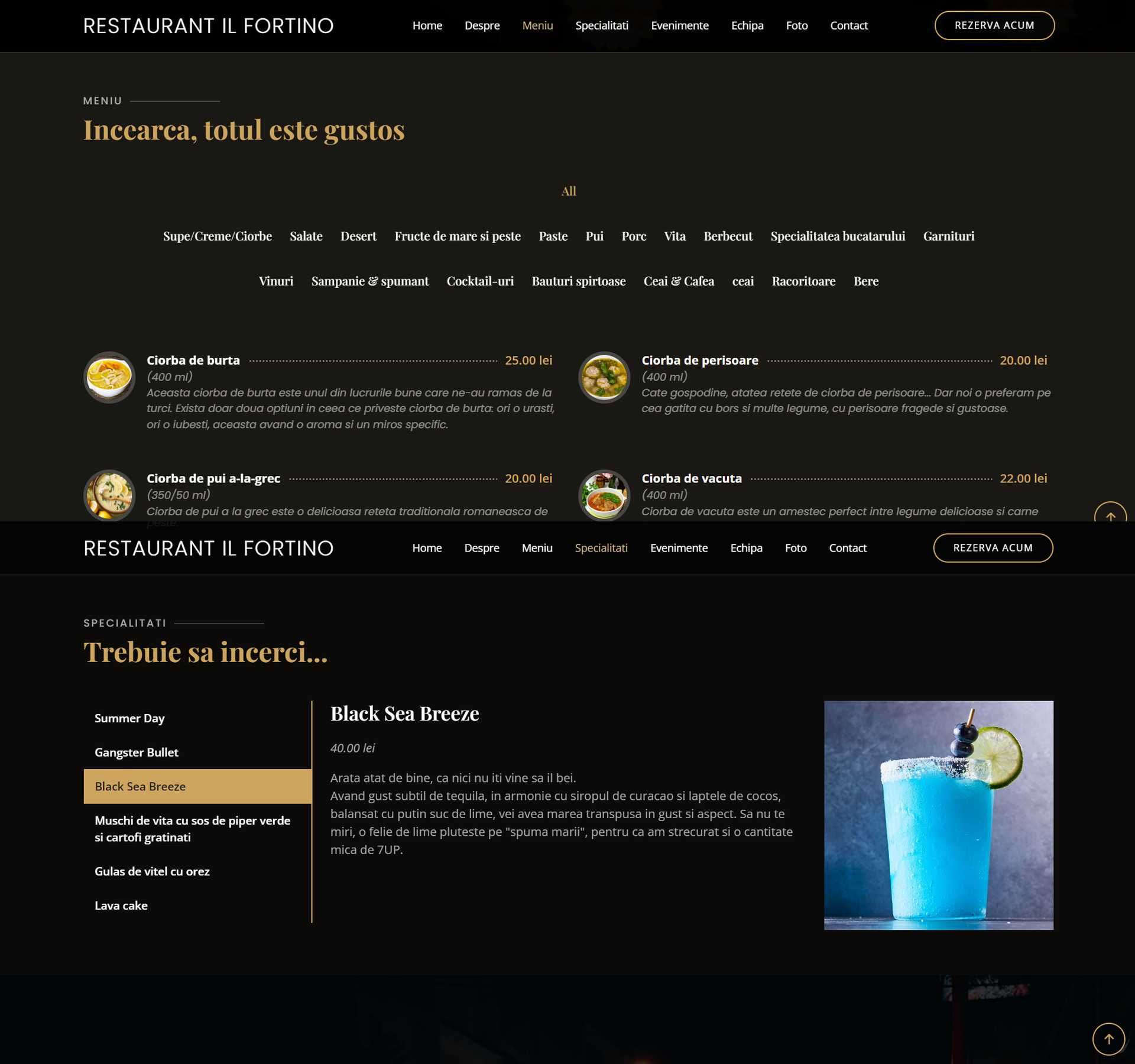 Web site restaurant (include meniu cu cod QR scanabil)