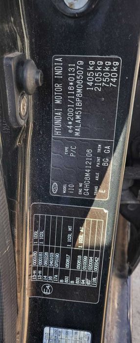 Dezmembrez Hyundai I10 -  cod motor: G4HG / cod culoare: BG