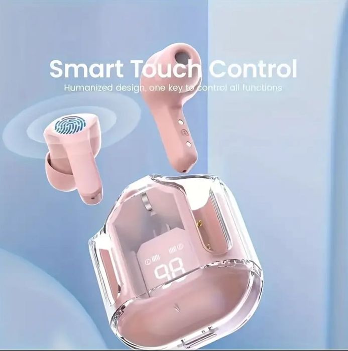 Розови TWS шумоизолиращи универсални слушалки за телефон нови
