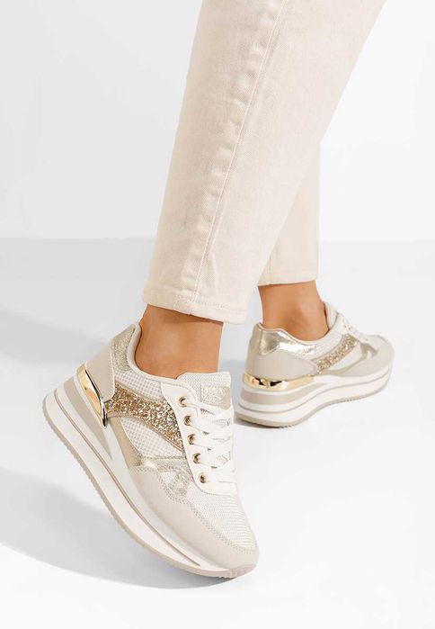 Sneakers cu platformă Camora bej auriu wedge