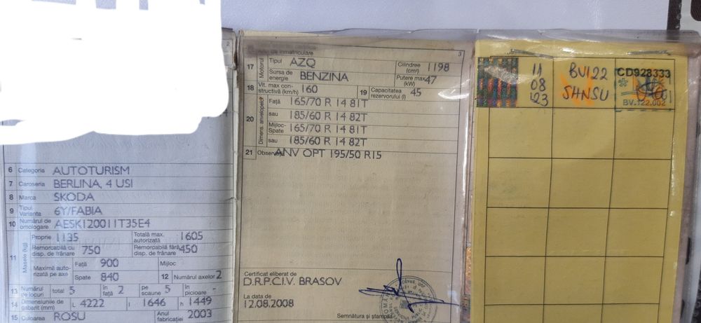 Skoda Fabia berlina, 2003, rosu, ptr piese schimb