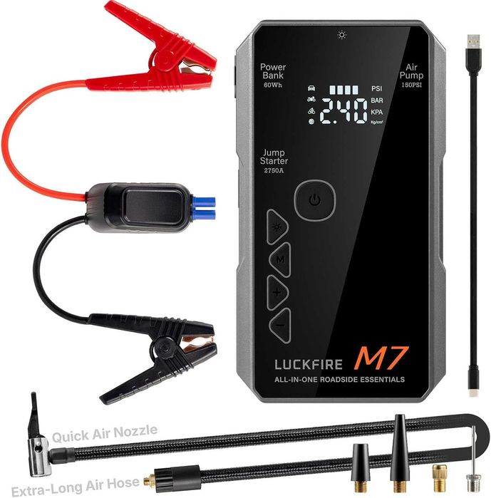 Luckfire M7 Смарт джъмп стартер и компресор, 12V, 8,5 л Б/6,5 л Д