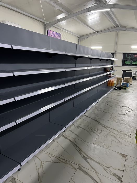 Rafturi metalice pentu supermaket antracit cu polite de 40cm