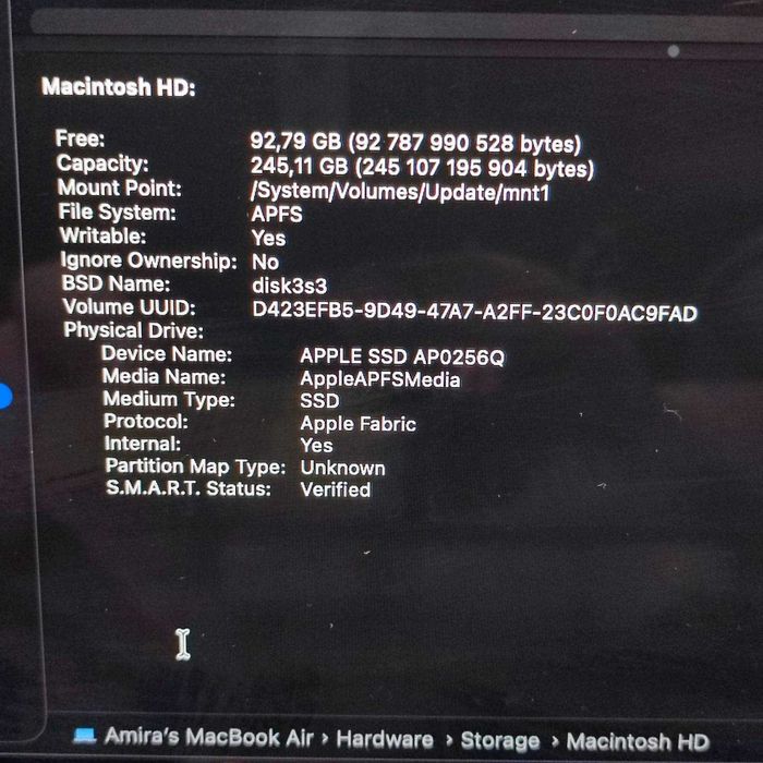 Лаптоп Apple MacBook Air M1 А2337(2020) 256GB 8 Ram