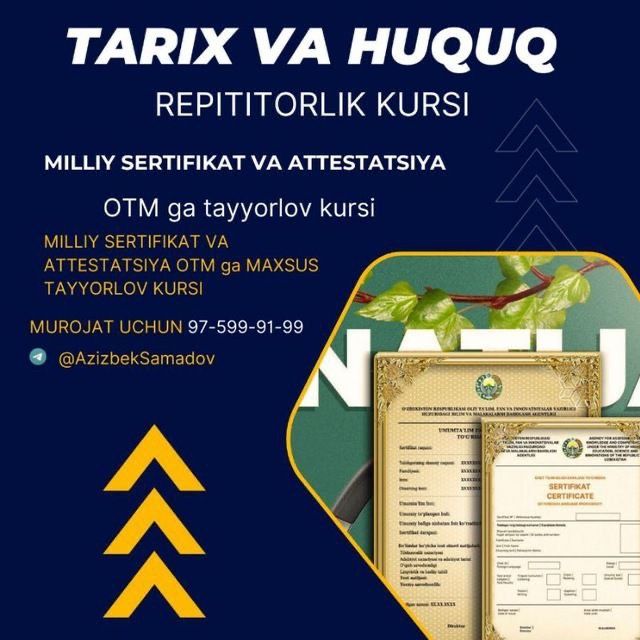 Tarix fanidan Milliy Sertifikatga maxsus tayyorlov