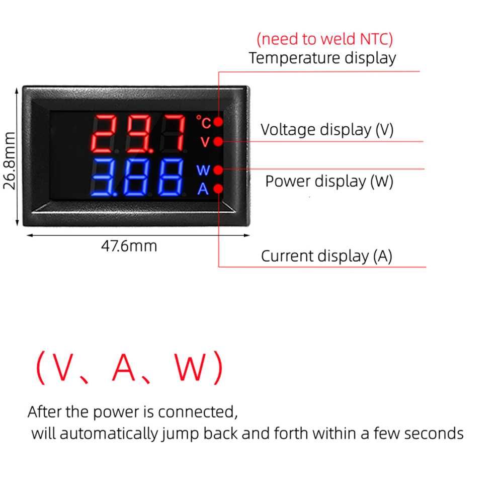 Волтметър - Термометър с NTC кабел  сонда