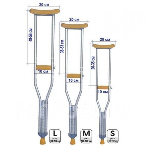 Прокат аренда продажа костыли подмышковые и локтевые на рост вес любой