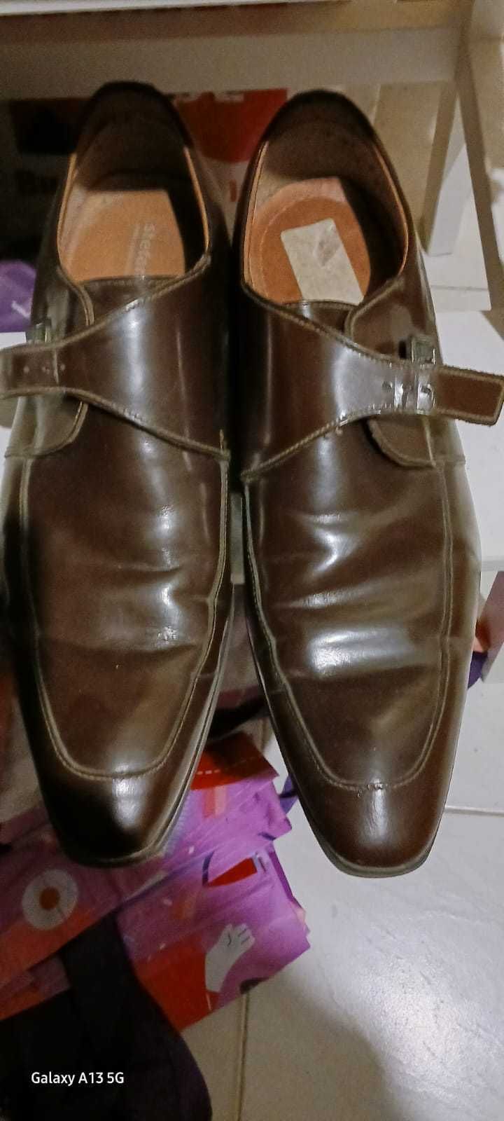 Pantofi bărbați piele naturală maro lăcuiți mărimea 44 eleganți