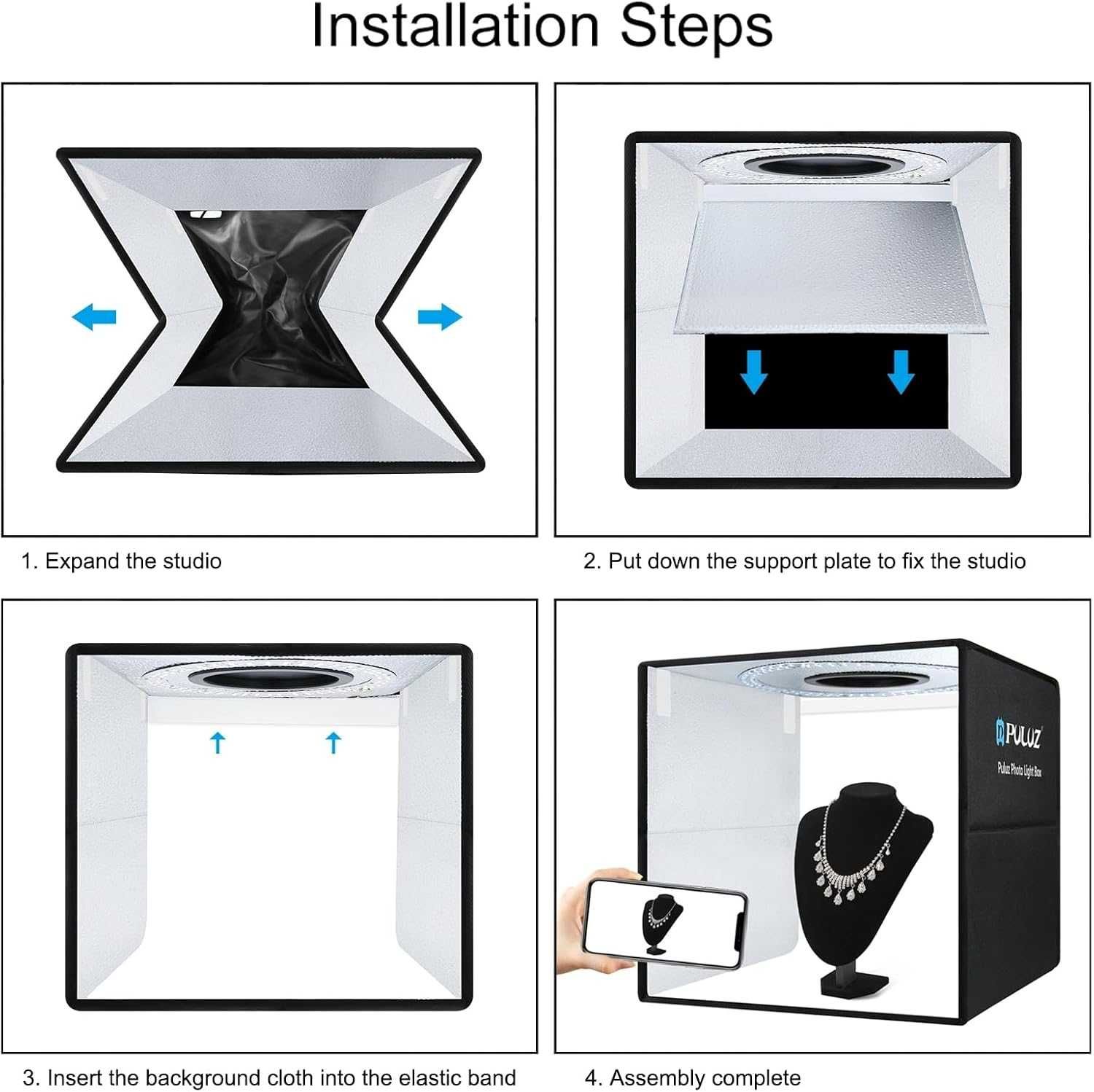 PULUZ 40 x 40 см фотокутия, лайтбокс за продуктова фотография