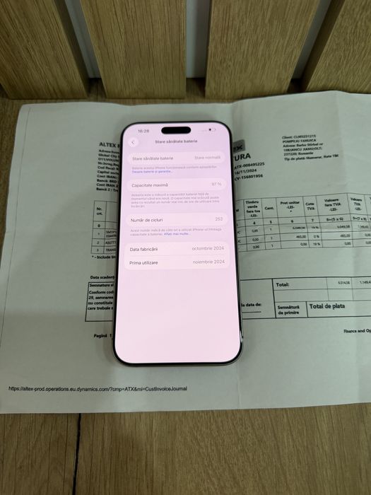 Iphone 16 pro max 256 desert / factura si casco / 97% baterie