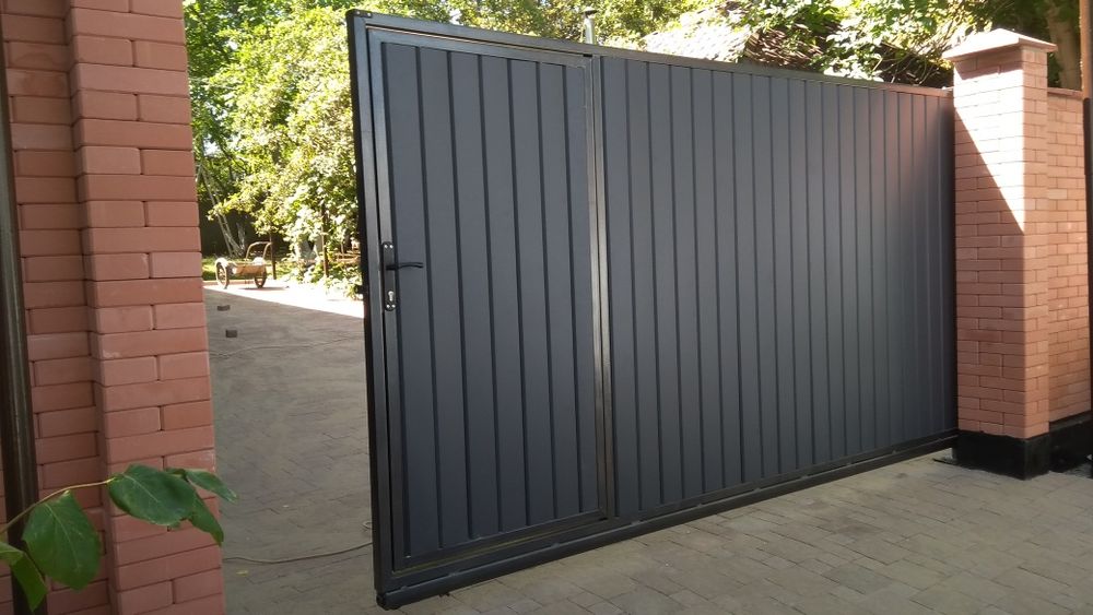 Откатные ворота (консольные), автоматика, сварочные работы.