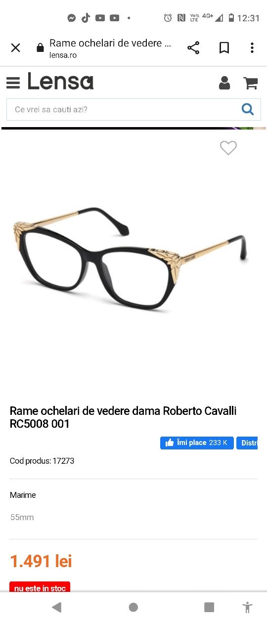 Rame ochelari de vedere Roberto Cavalli