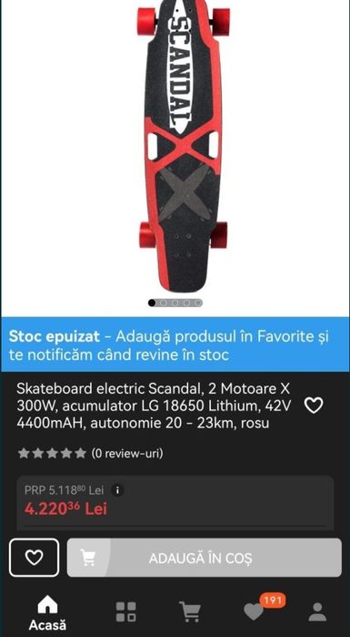 Longboard/Skateboard electric - 2 x Motor electric 500W