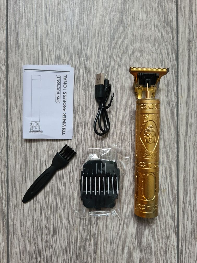 Masina de tuns BarberTech, încărcare USB, 5W, Auriu, Negru, Metalic