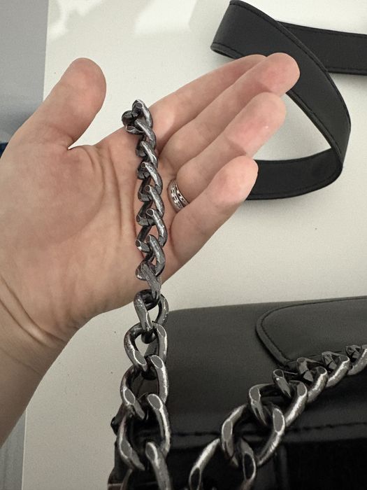 Geanta neagra piele eco si blana artificiala