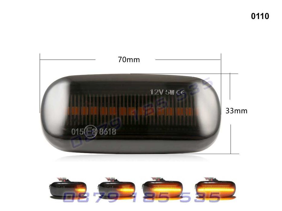 Динамични бягащи мигачи Audi A2 A3 A4 A6 A8 TT странични светлини ауди