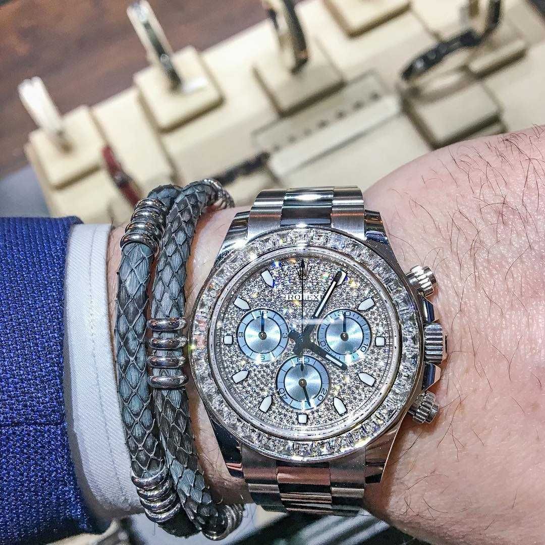 Часовници Rolex Daytona пълен диамант / сребро