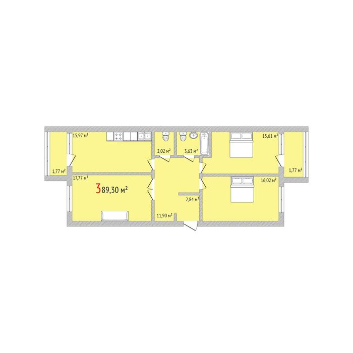 Алтынсарина 228Б, 3-х комнатная