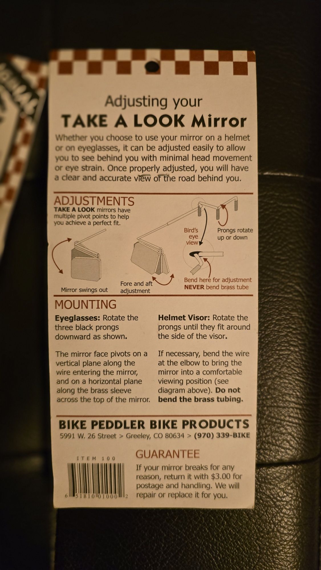 Oglinda retrovizoare pentru biciclisti, "Take a look"