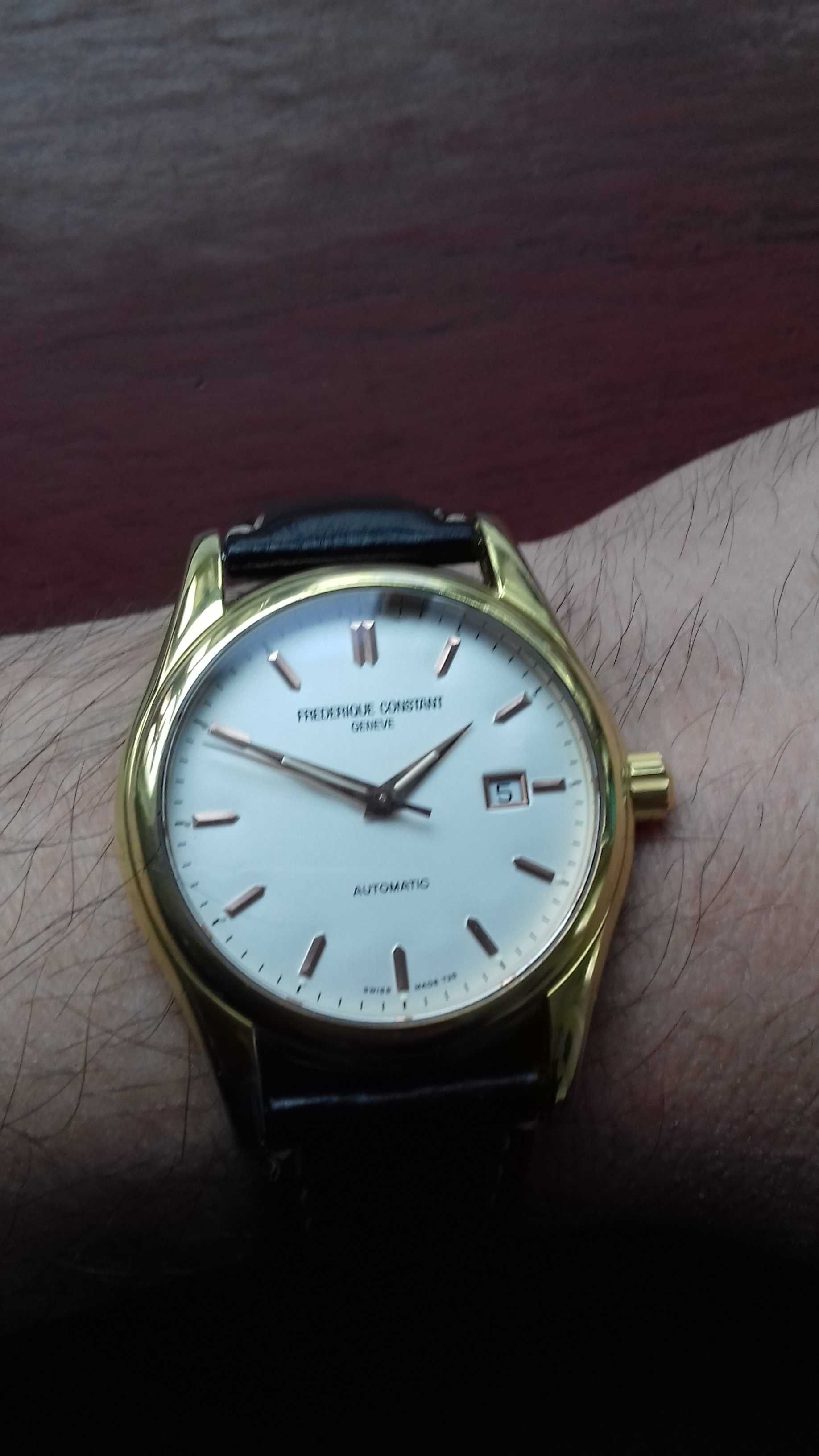 Frederique constant classics index, placat cu Au, 43mm. 25 rubine.