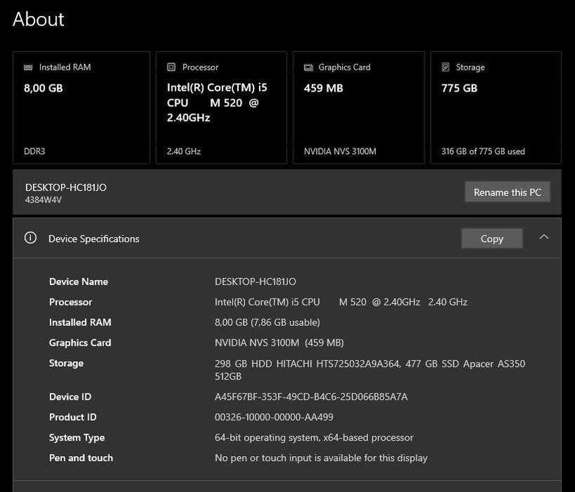 Лаптоп Lenovo T510 - 512GB SSD, 8GB RAM