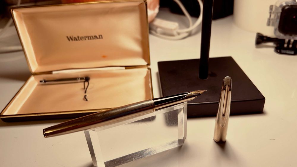 Stilou Waterman C/F peniță de aur 18K