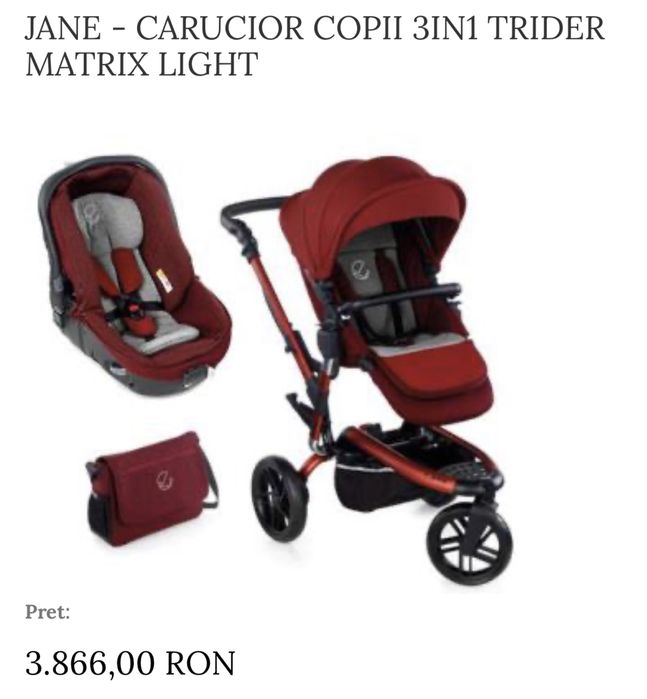 Carucior 3 in 1 Trider Matrix Jane 2 + CADOU ham primii pasi Jane