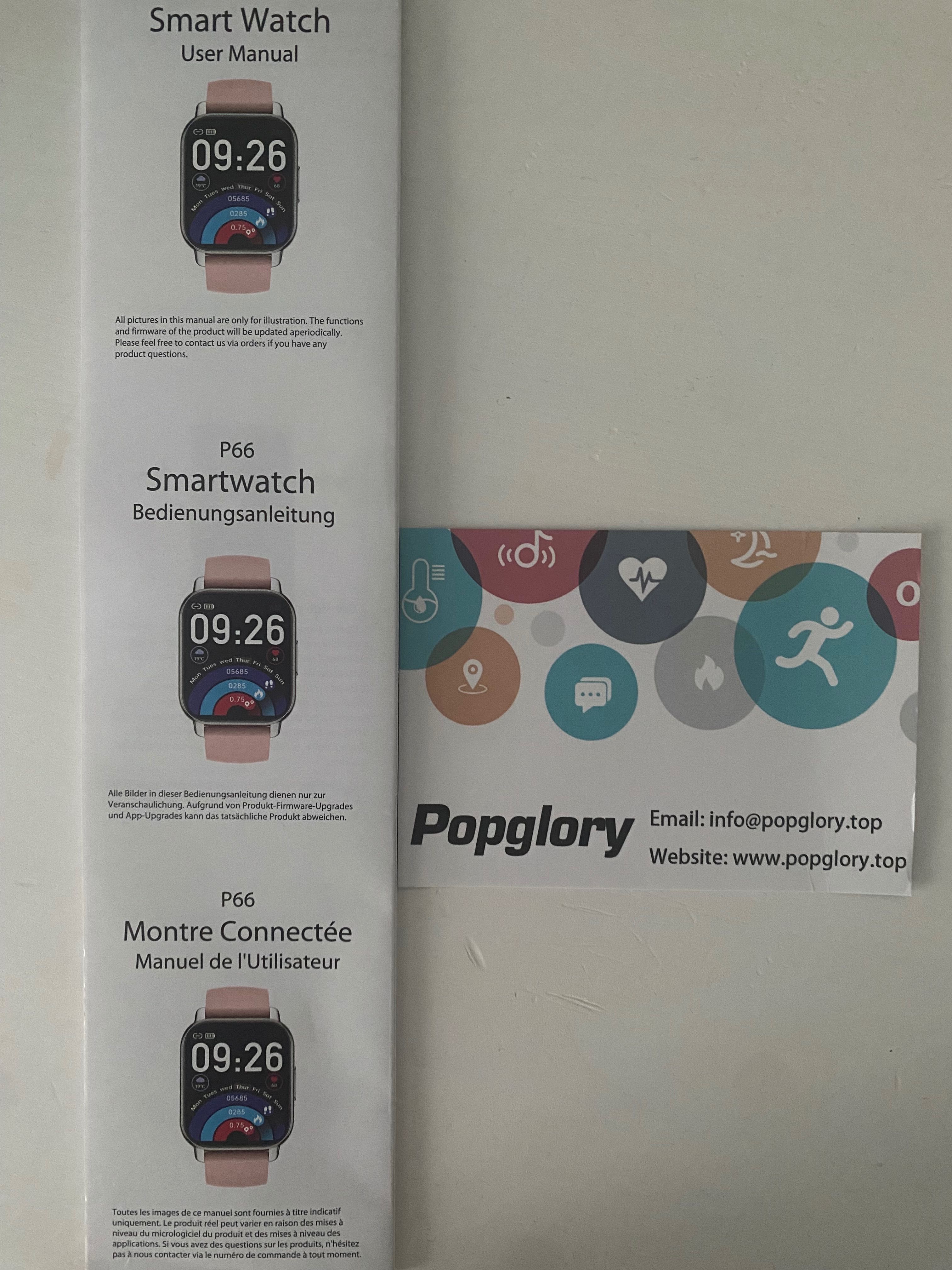 Мъжки смарт часовник Popglory; 1,85 дисплей, съвместим с iOS и Android