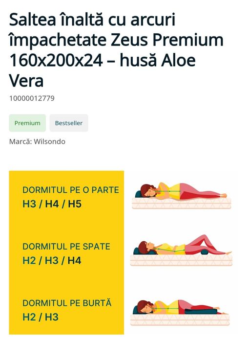 Saltea inalta 160x200