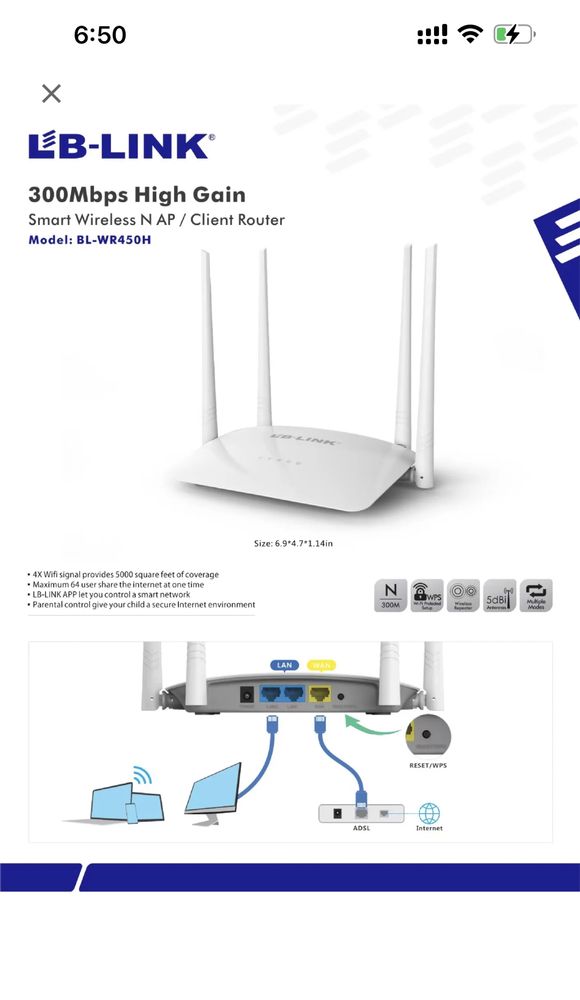 Lb link Беспроводной wifi модем роутер 4 антены