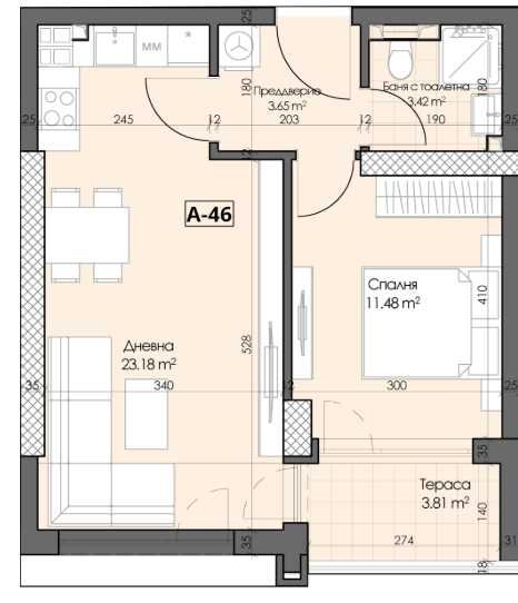 Продава се Двустаен апартамент в Пловдив, Гагарин - 66 кв.м за 1073 €/кв.м - Снимка #1