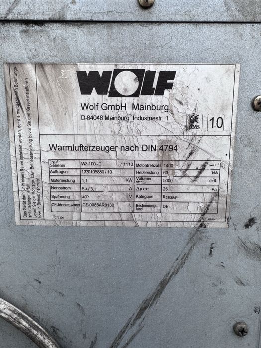 Vand suflanta industriala aer cald 63kw pe ulei ars