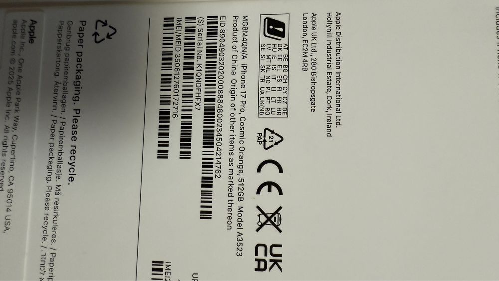 Iphone 17 Pro Cosmic Orange 512GB 5G