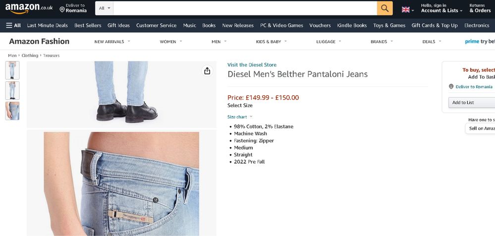 Blugi Jeans DIESEL model Belther Culoare Deschisa