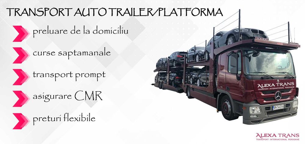 Transport MAȘINI-ATV-MOTO platformă/trailer România - FRANTA - România